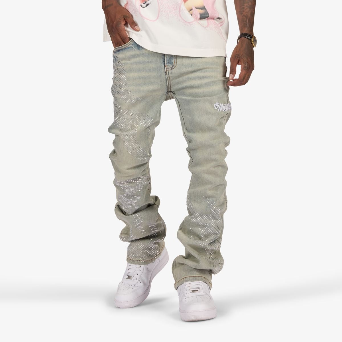 Sugarhill Burn It Rhinestone Stacked Jeans