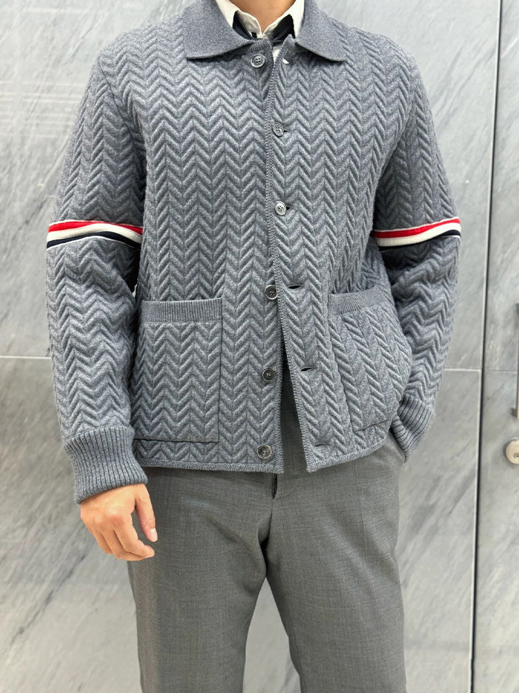 Unisex Herringbone Cardigan Jacket | Thom Browne