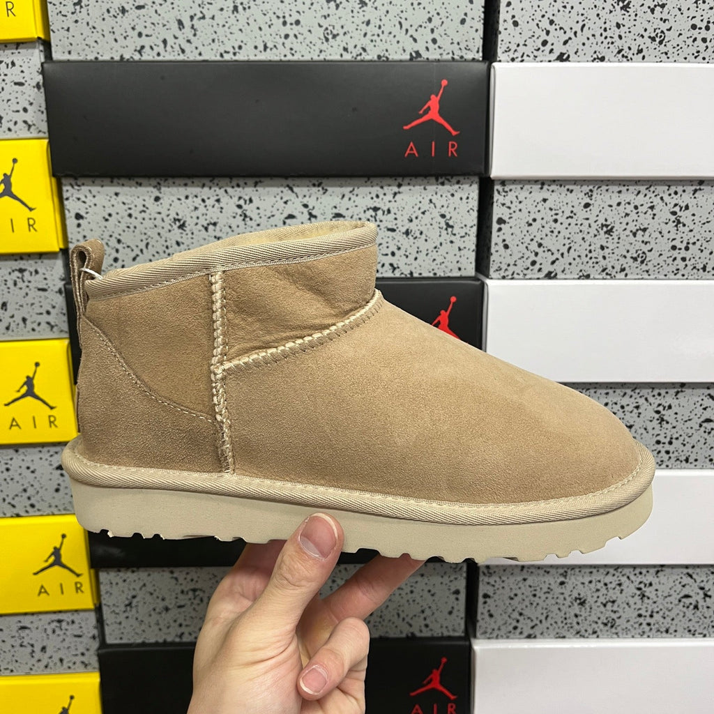 UGG Classic Ultra Mini Platform Women's Boot – Suede Ankle Boot with Cream Shearling Lining, Tonal Pull Loop & Chunky Platform Sole in Sand