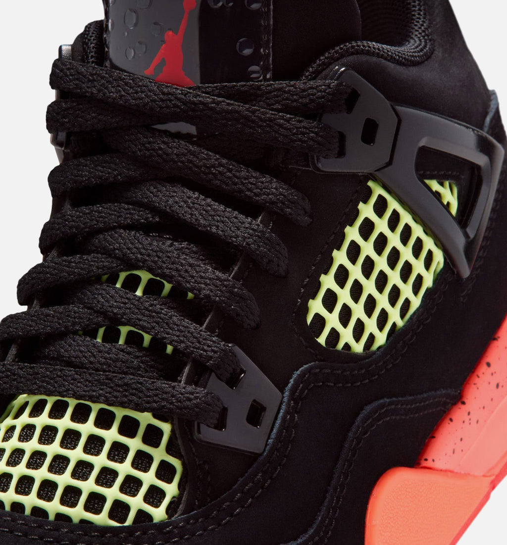 Air Jordan 4 Retro Preschool Lifestyle Shoe - Black/Infrared 23/Bright Mango
