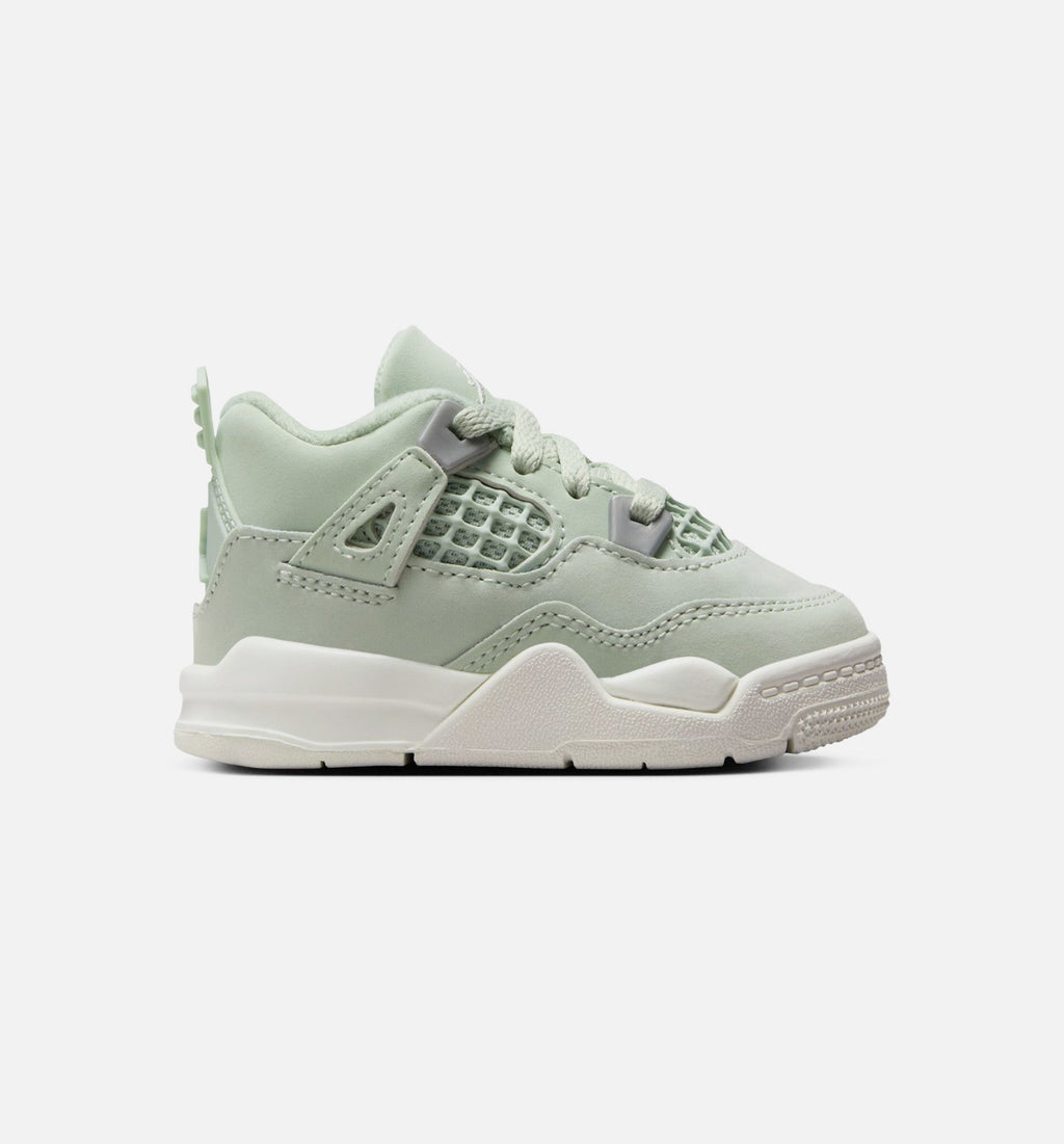 Air Jordan 4 Retro Abundance Infant & Toddler Shoes - Seafoam/Sail/Metallic Silver