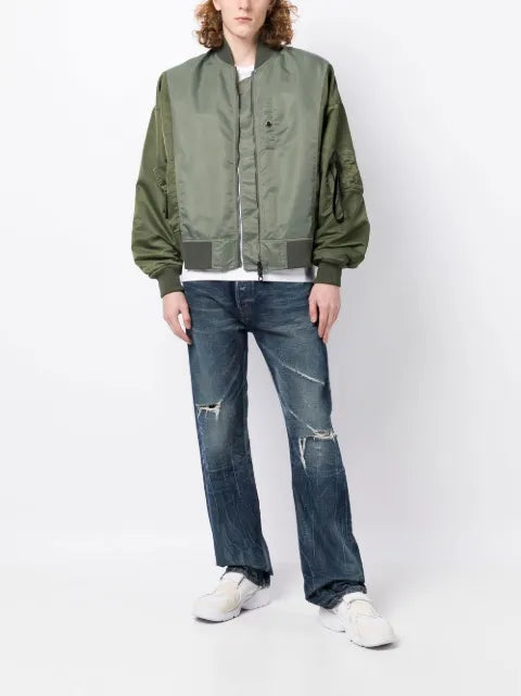 Mostly Heard Rarely Seen Spliced satin bomber jacket