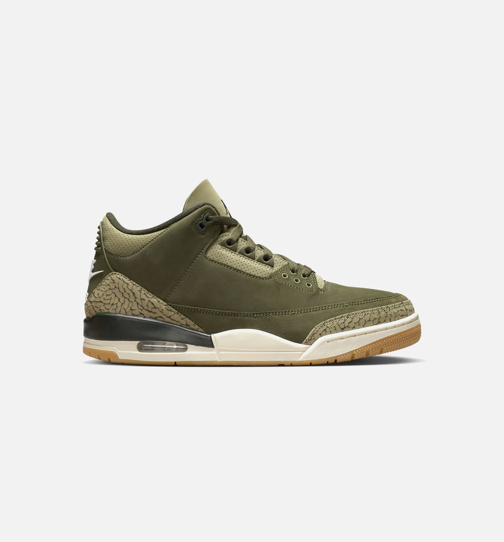 Air Jordan 3 Retro Medium Olive Men's Lifestyle Shoes - Medium Olive / Sequoia / Neutral Olive / Sail / Total Crimson