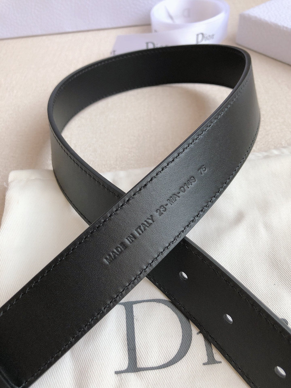 DIOR 25S BELT 30 MM IN BLACK CALFSKIN 613179