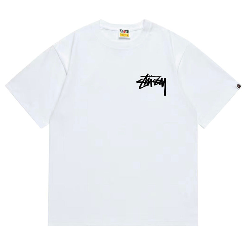 BAPE x Stussy Small Logo Men's T-Shirt - White