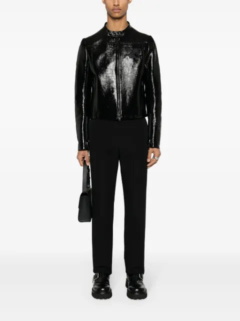 Courrèges logo-appliqué high-shine jacket
