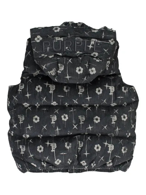 Purple Brand printed corduroy "Black" padded gilet