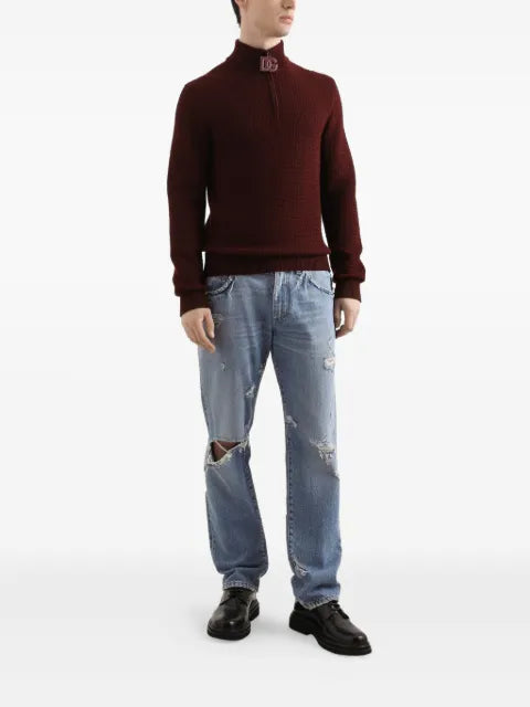 Dolce & Gabbana half-zip waffle-knit sweater