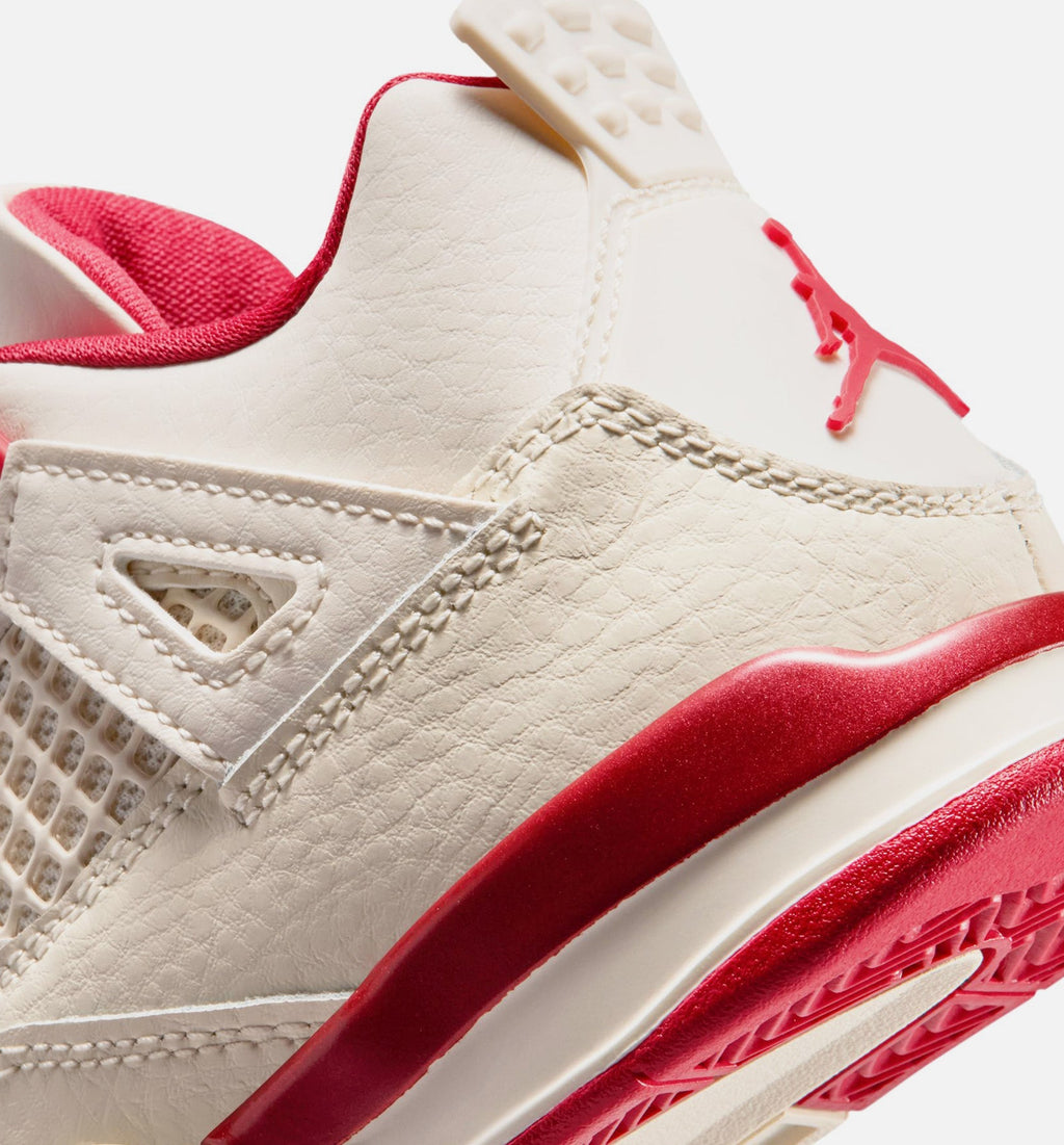 Air Jordan 4 Retro "Valentine's Day" Little Kids' Shoe – Pale Ivory/Sierra Red/Tough Red