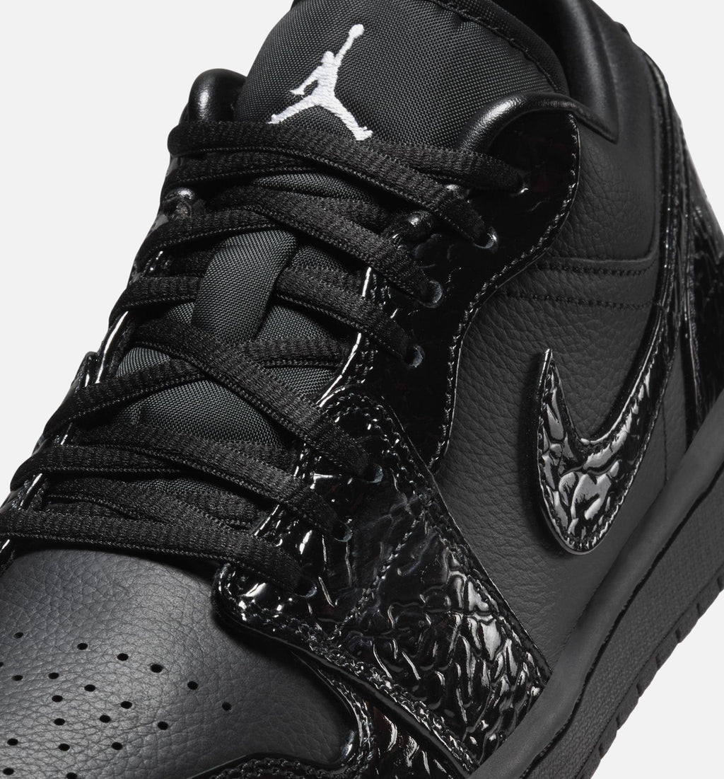 Air Jordan 1 Low Patent Elephant Women's Lifestyle Shoes - Black / White / Metallic Silver