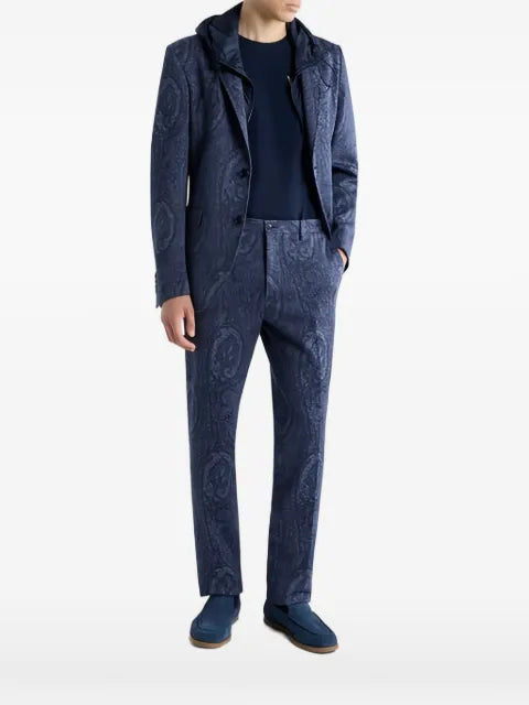 ETRO cotton-blend jacquard jacket with Arnica motif and bib