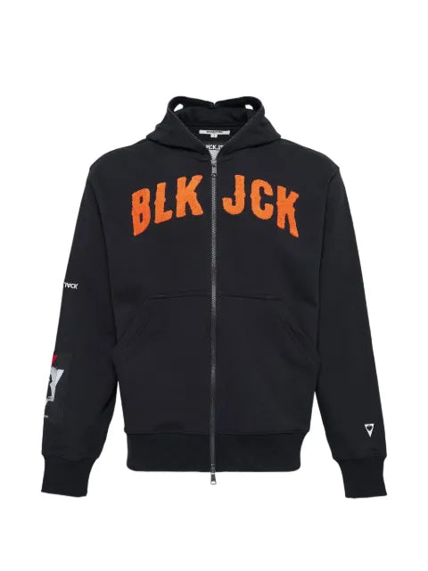 Blackjack zip-fastening logo-detail hoodie