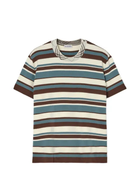 Burberry striped check trim T-shirt