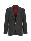 Brunello Cucinelli silk, wool and cashmere Prince of Wales flannel deconstructed blazer