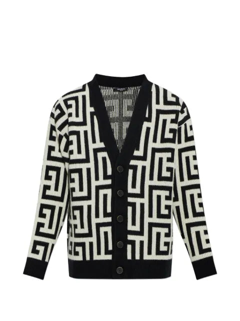 Balmain monogram-pattern cardigan