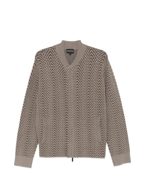 Emporio Armani chevron-knit lightweight jacket