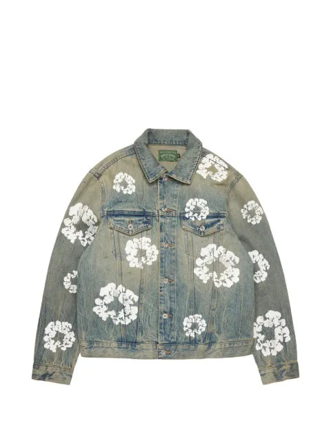 Denim Tears Wreath floral-print button-up denim jacket