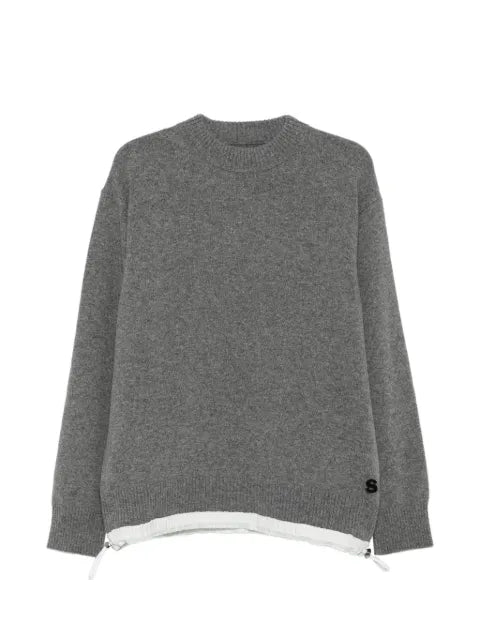 sacai logo-patch drawstring sweater