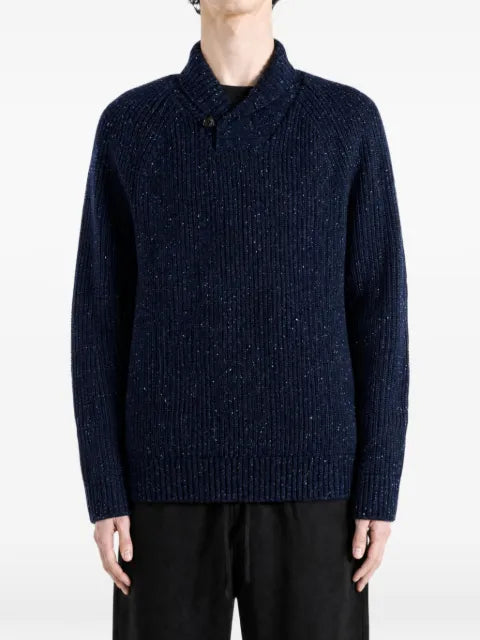 Barbour flecked shawl-collar sweater