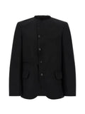 Black Comme Des Garçons raw-cut collarless blazer