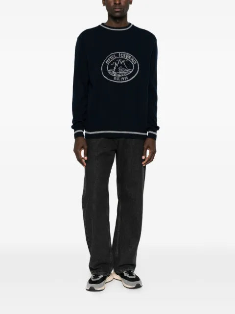 Iceberg logo-intarsia tipped sweater