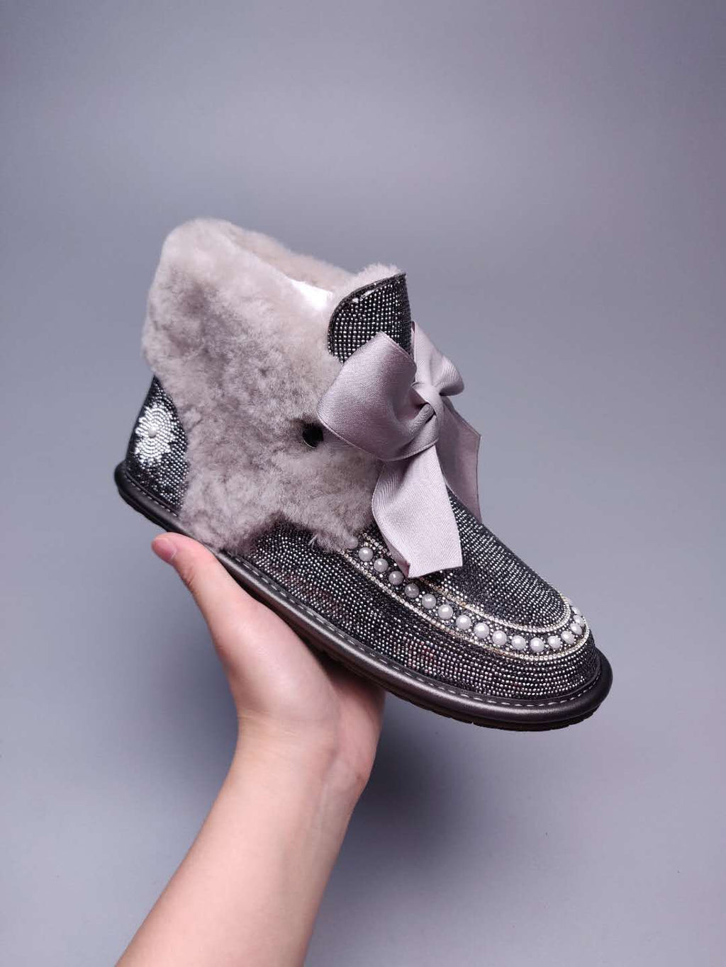 Daisy Crystal Ribbon Snow Boot — Mineral Grey | New Arrival | In Stock