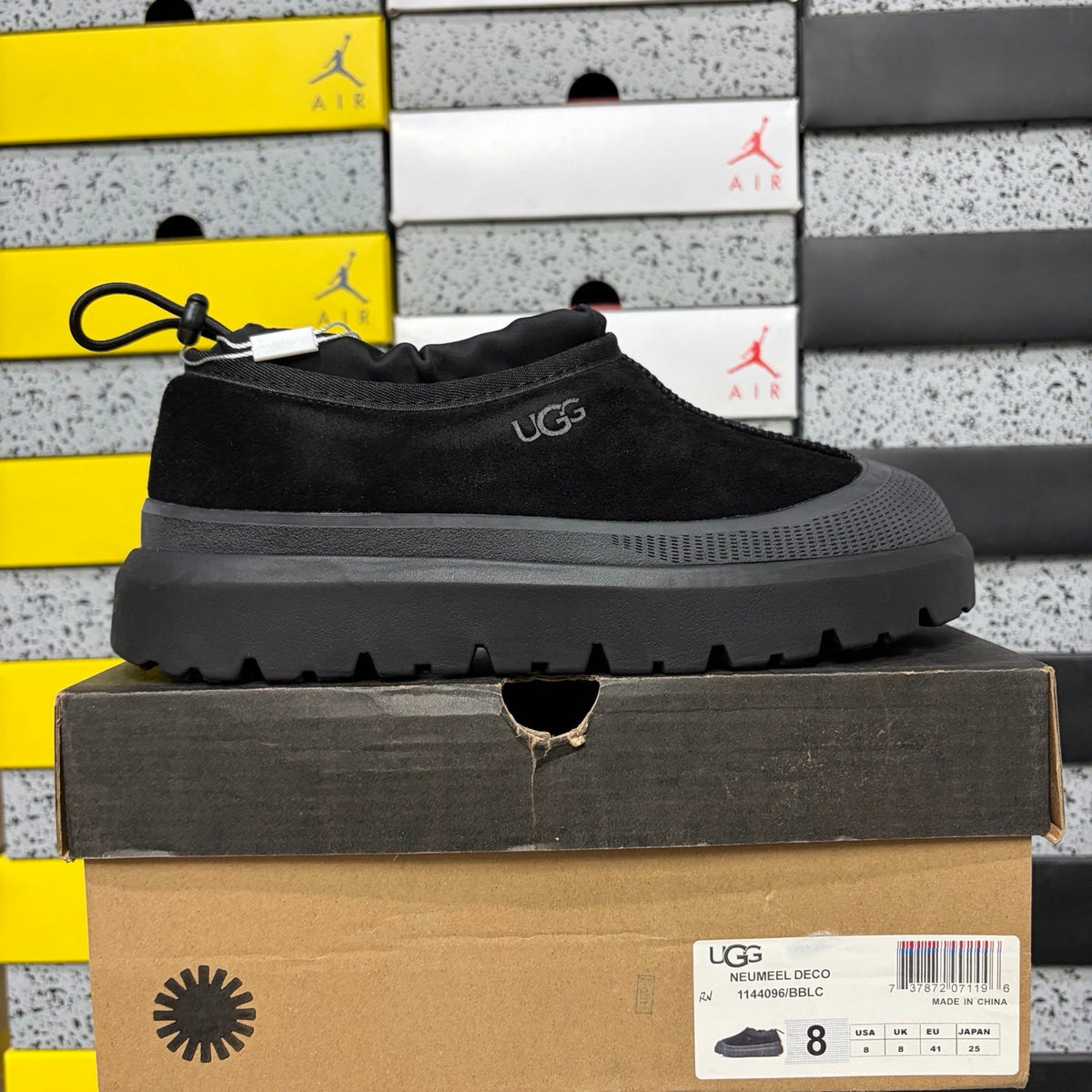 UGG Neumeel Deco Slip-On – Suede Moccasin Sneaker in All Black with Carabiner Collar & Black Lug Sole