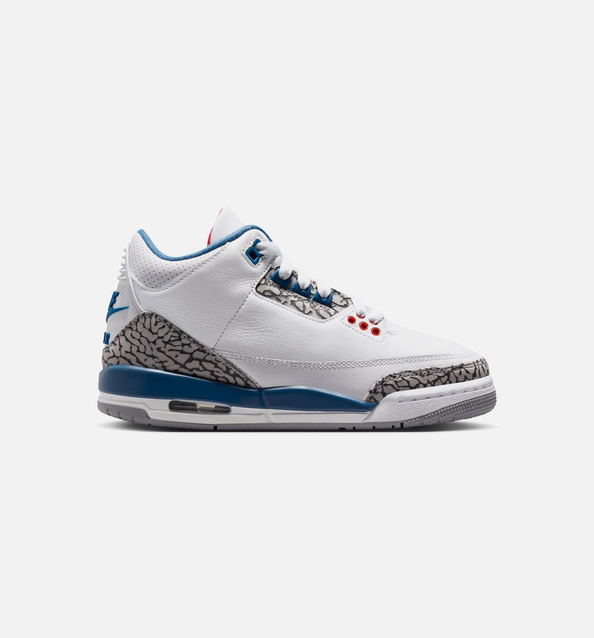 Air Jordan 3 Retro OG True Blue Grade School Sneakers - White / Fire Red / True Blue