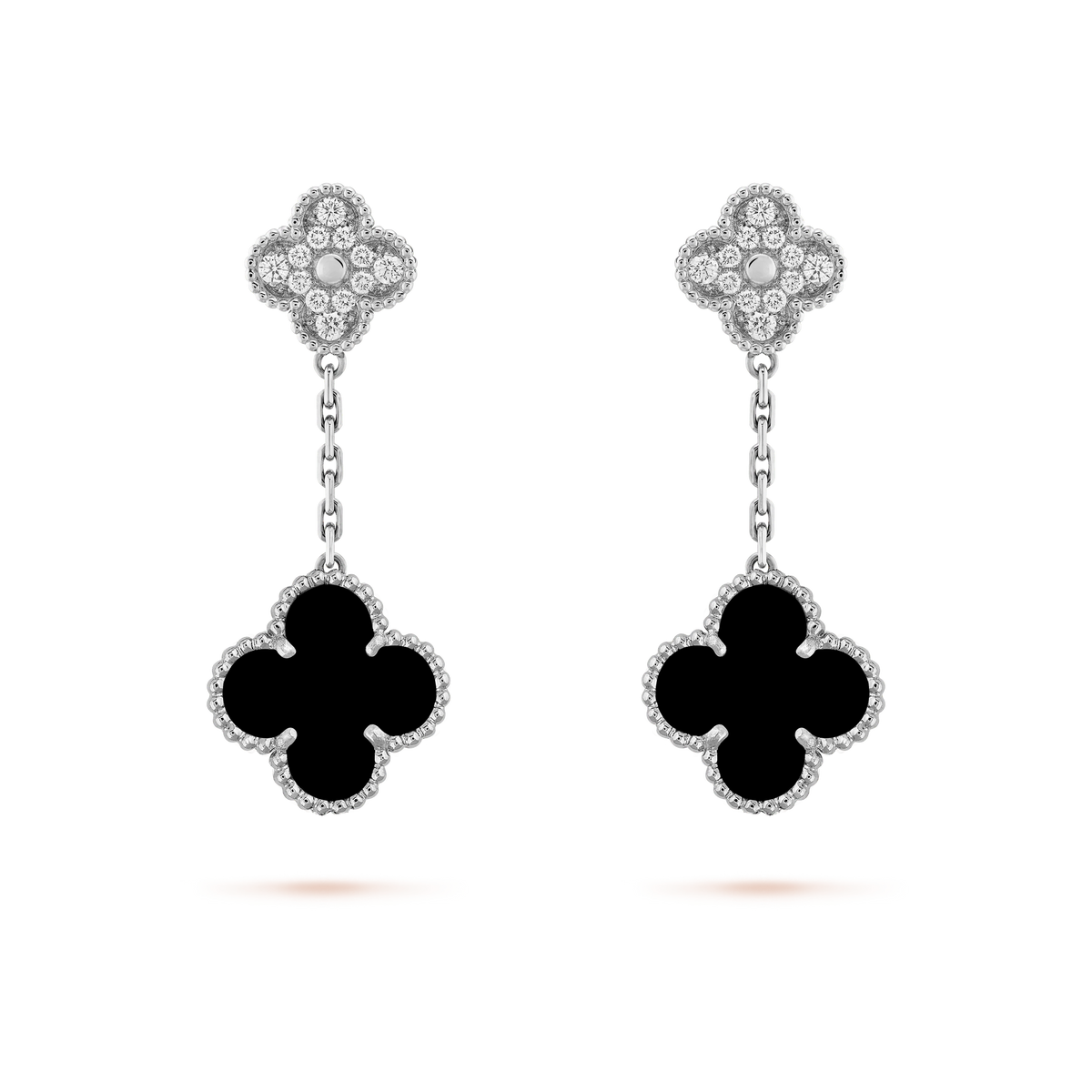 Van Cleef & Arpels CLOVER DIAMOND AND ONYX EARRINGS
