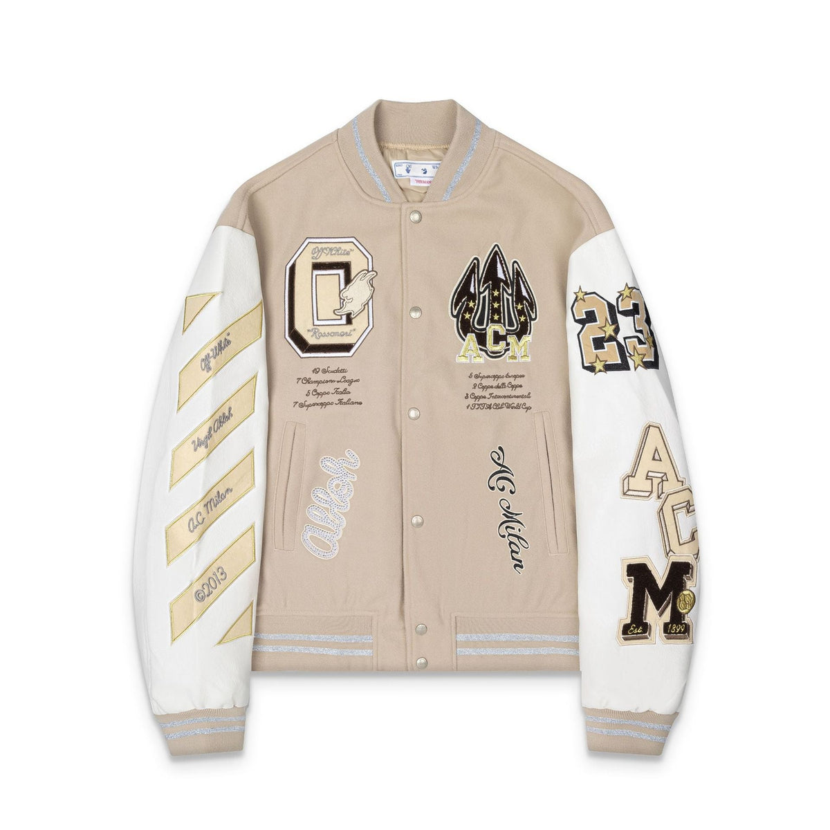 Off-White Embroidered Badge Varsity Jacket Unisex