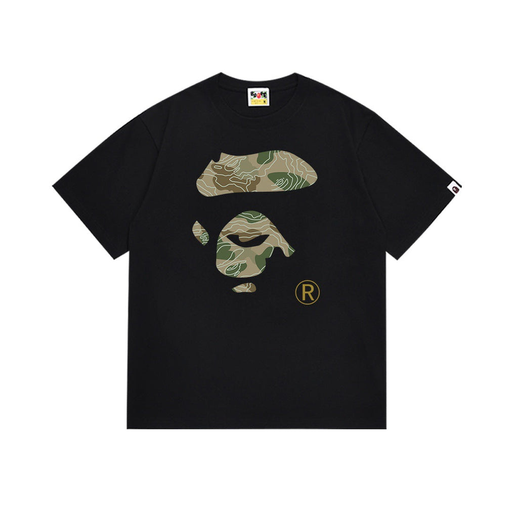 Bape Multi‑Camo Ape Head Graphic Oversized Tee Streetwear Unisex