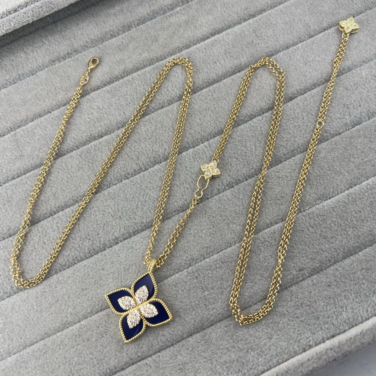 Roberto Coin Style Four-Leaf Clover Cubic Zirconia Necklace