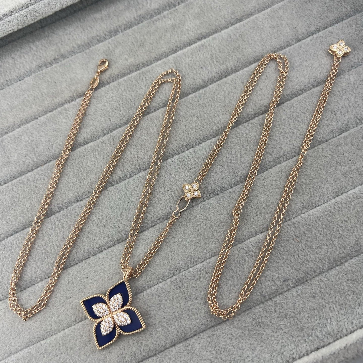 Roberto Coin Style Four-Leaf Clover Cubic Zirconia Necklace