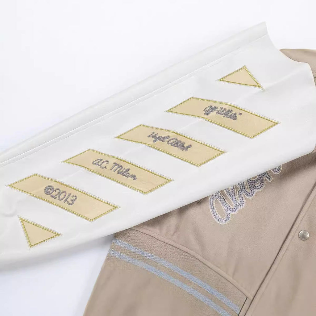 Off-White Embroidered Badge Varsity Jacket Unisex