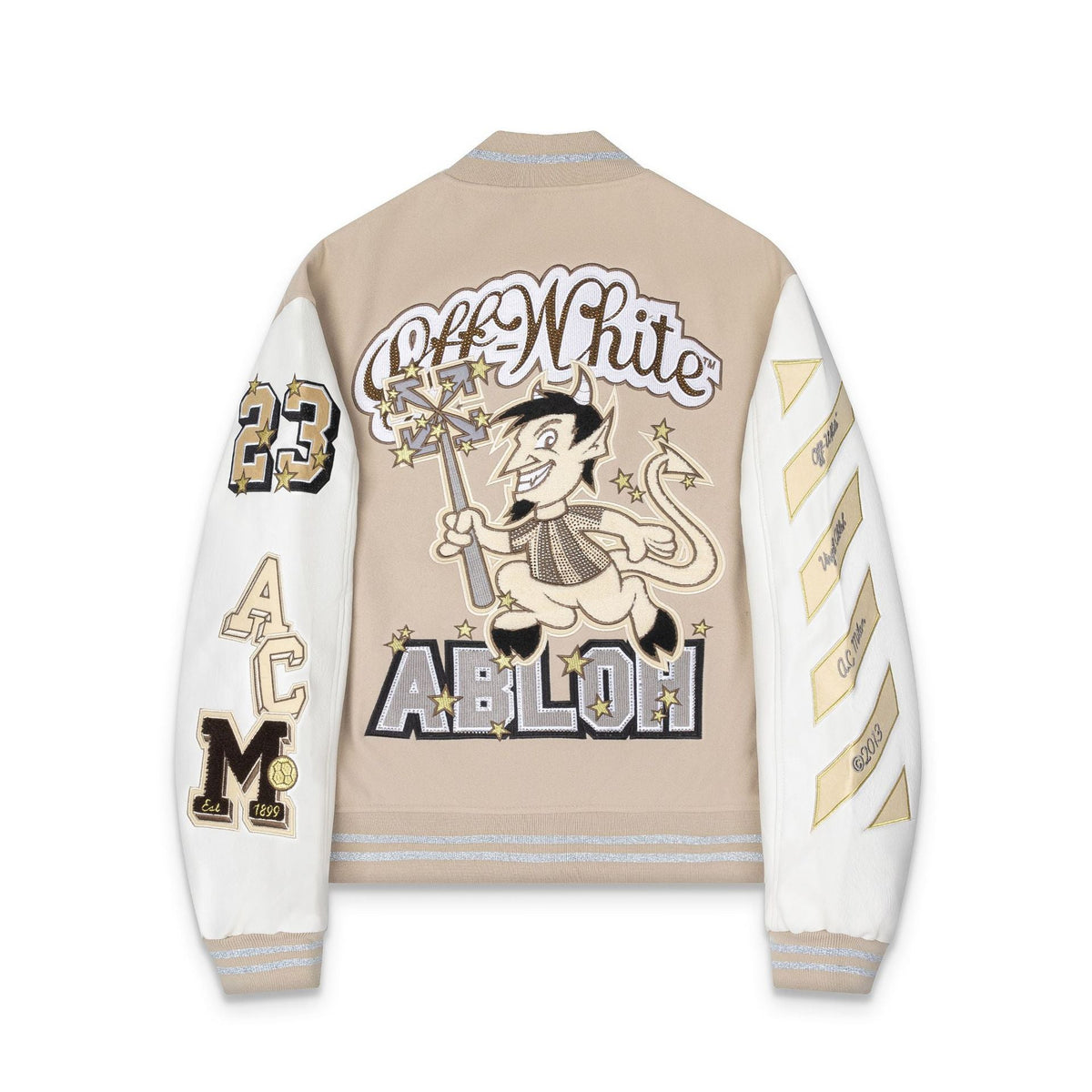 Off-White Embroidered Badge Varsity Jacket Unisex