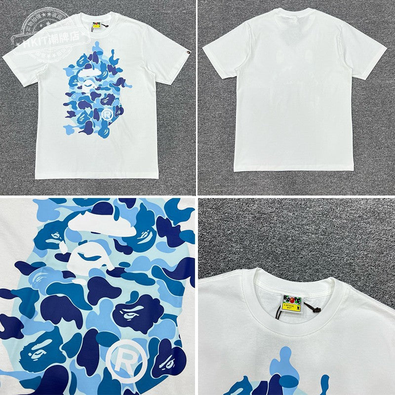 Bape Shark Camo Zip Graphic Oversized Tee Streetwear Unisex
