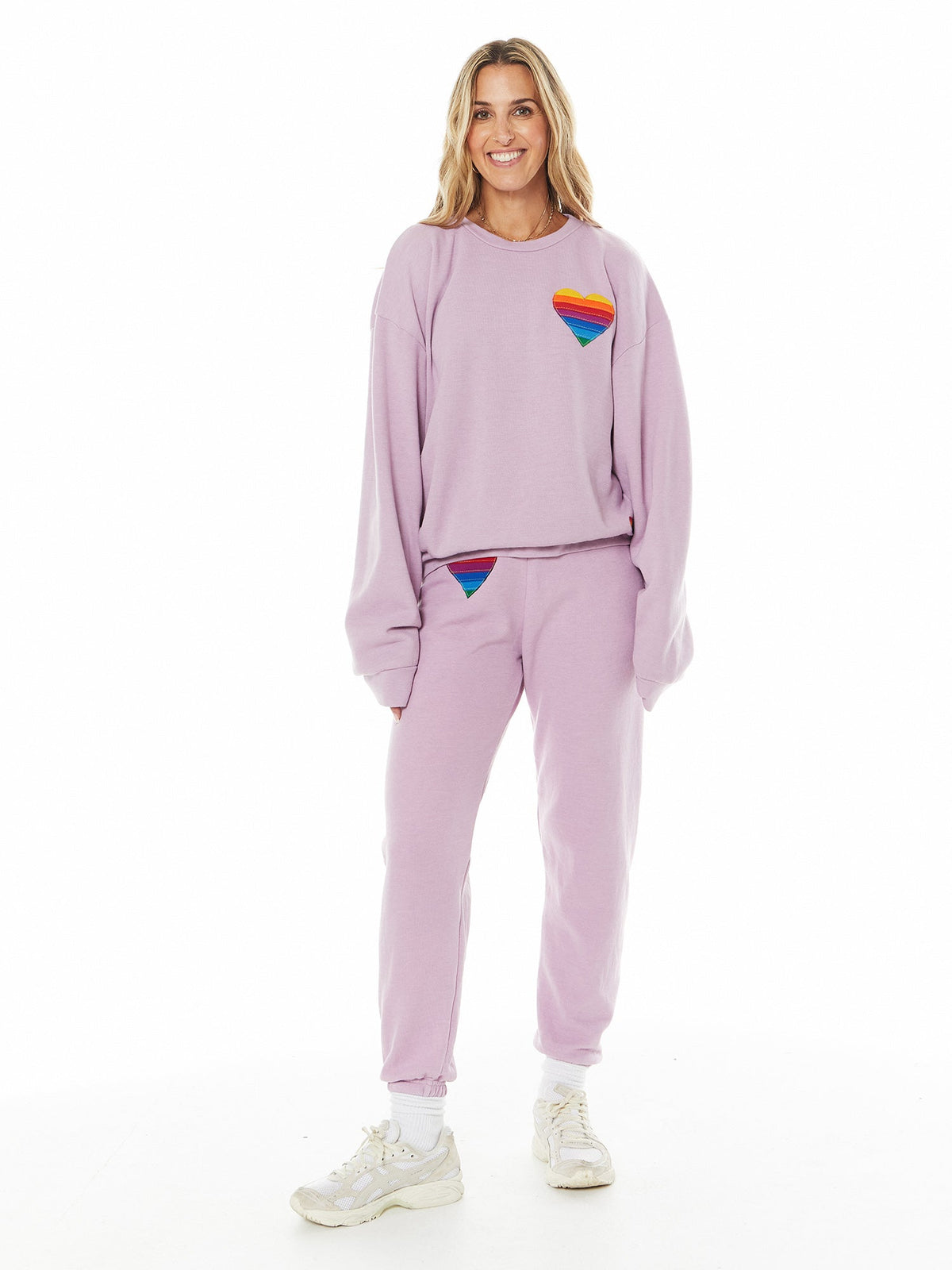 RAINBOW HEART STITCH SWEATSHIR