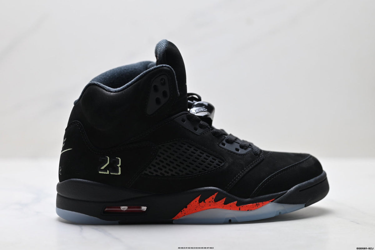 Air Jordan 5 Retro Black Fire Red Green Sneakers