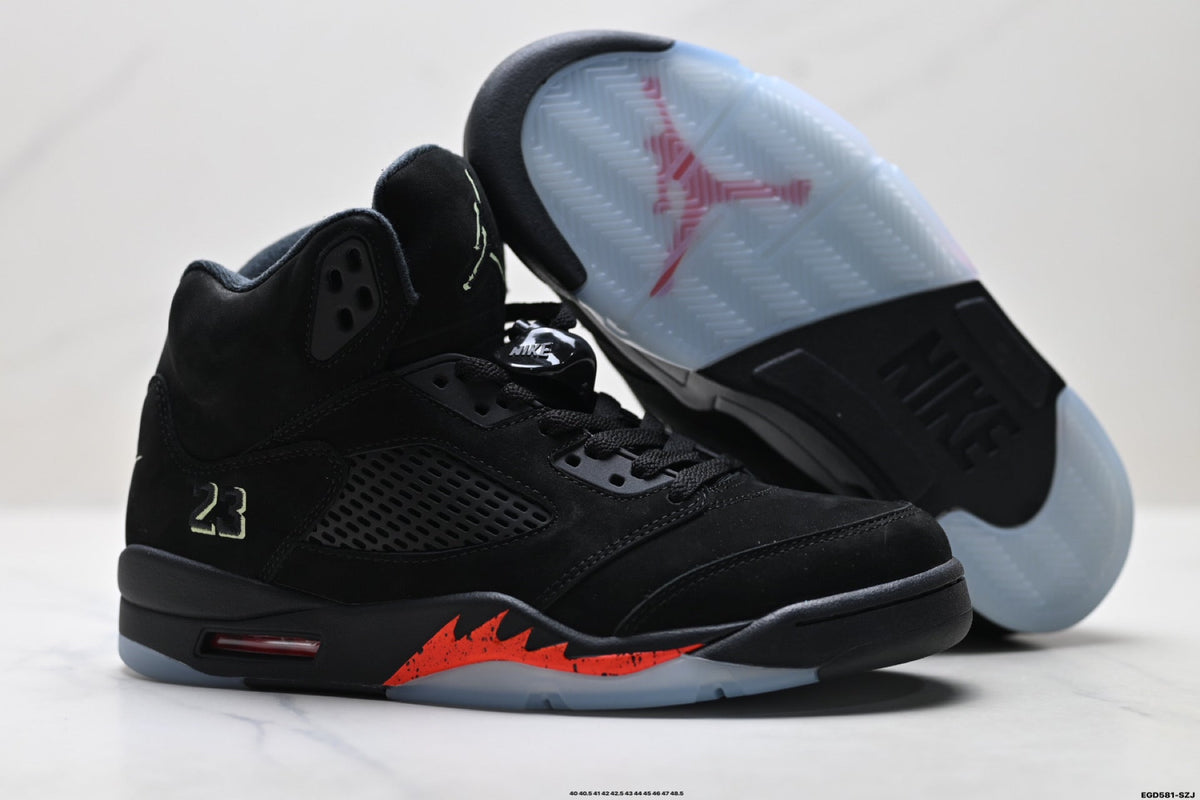 Air Jordan 5 Retro Black Fire Red Green Sneakers