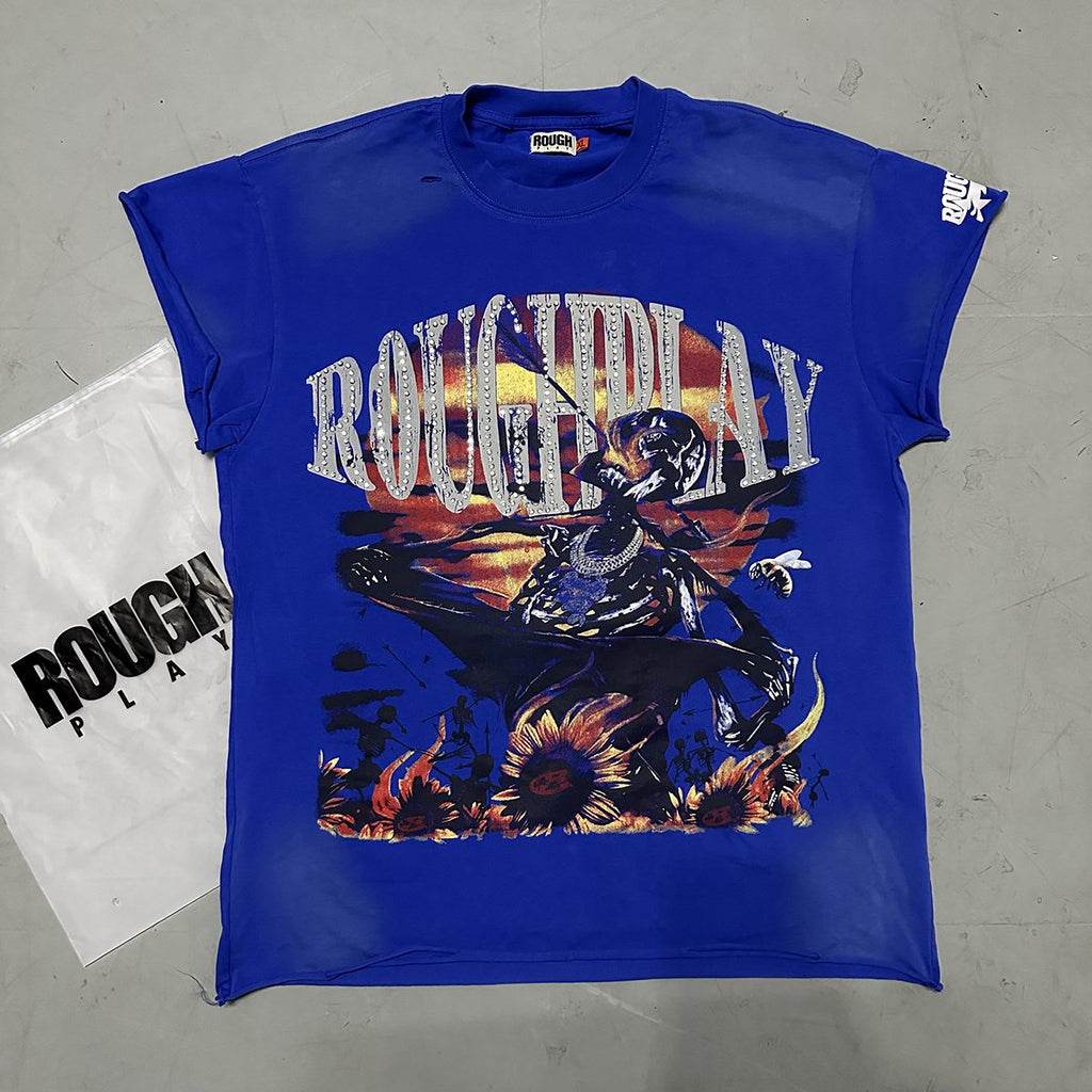 Rough Play Arrow Skull Rhinestone Sleeveless T-Shirt