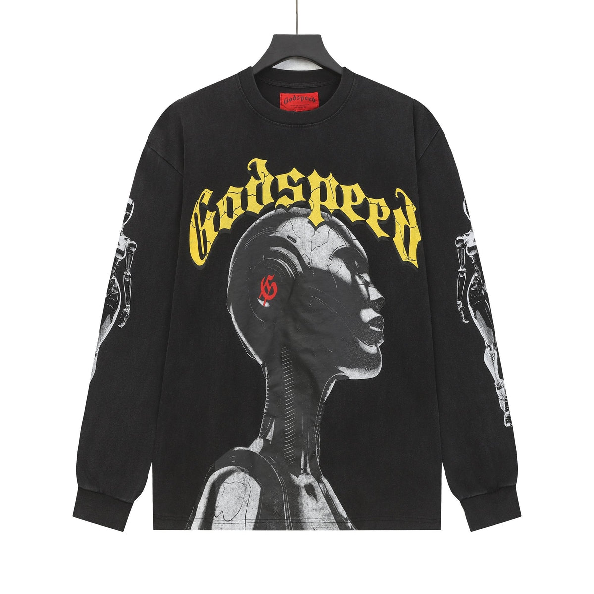 Godspeed Washed Black Rock Graphic Long-Sleeve T-Shirt