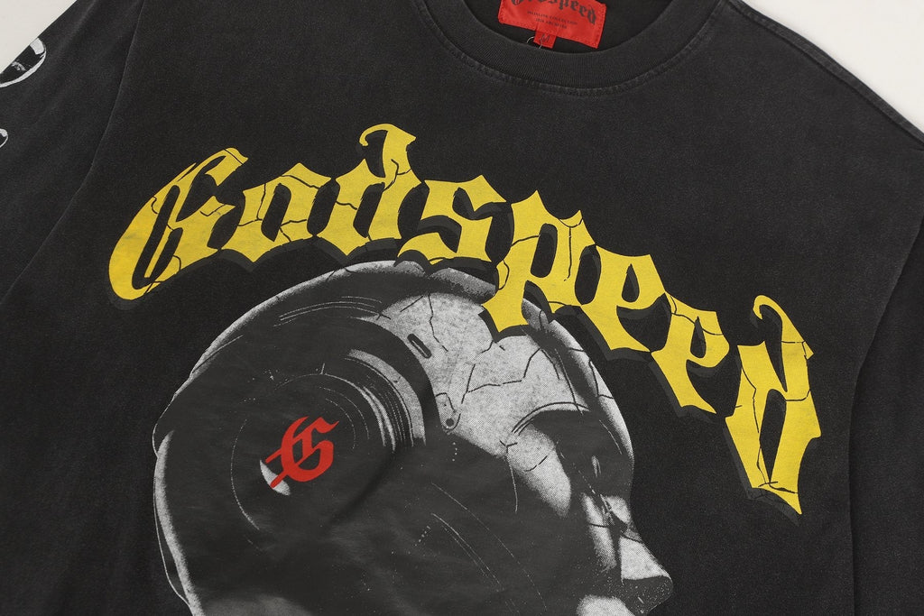 Godspeed Washed Black Rock Graphic Long-Sleeve T-Shirt