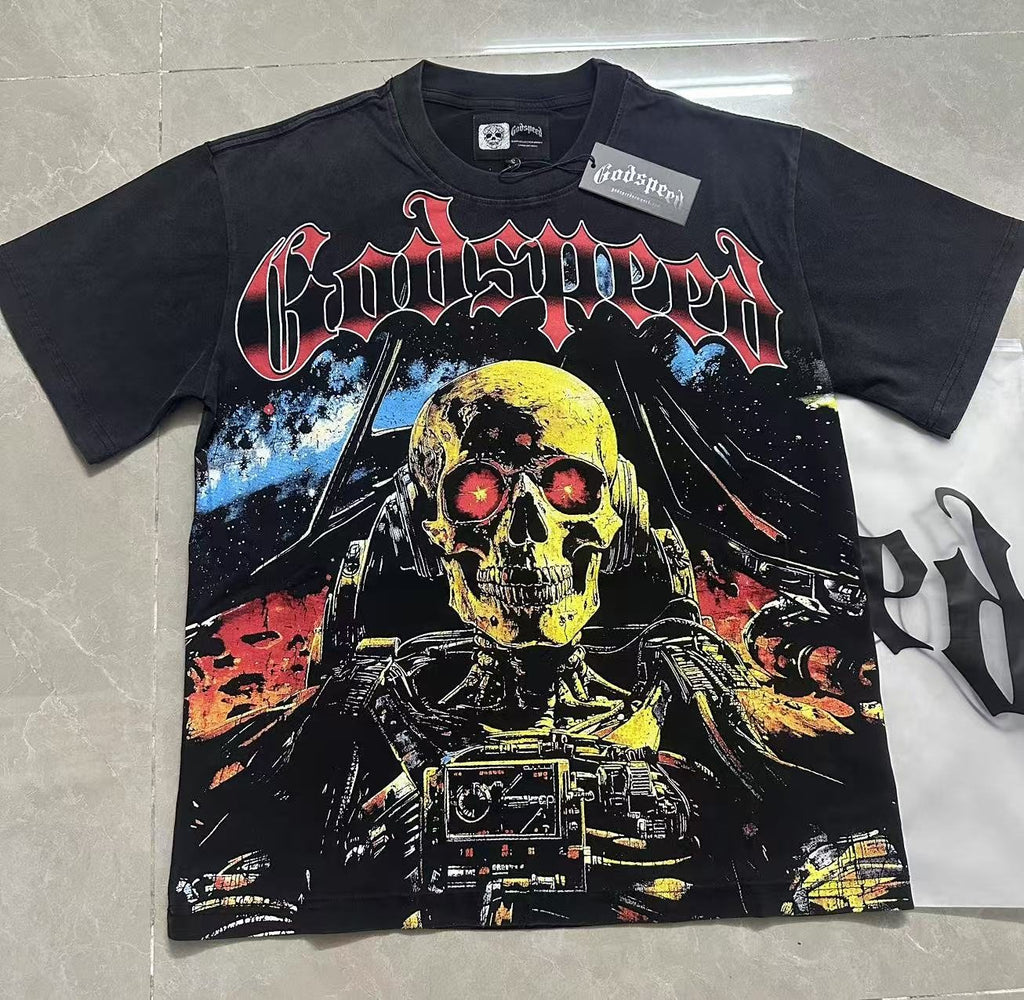 Godspeed Skull & City Back Graphic T-Shirt