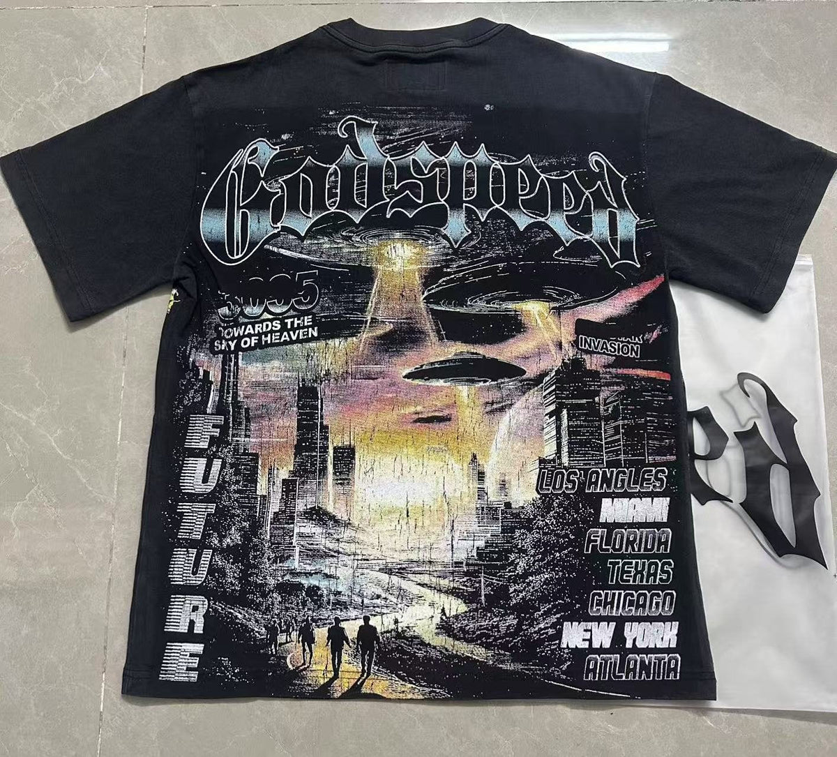 Godspeed Skull & City Back Graphic T-Shirt