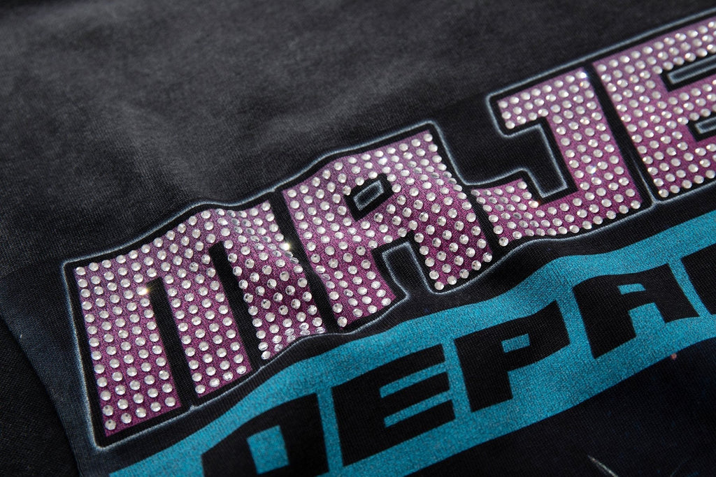 MAJESTIK Washed Black Horse Graphic T-Shirt