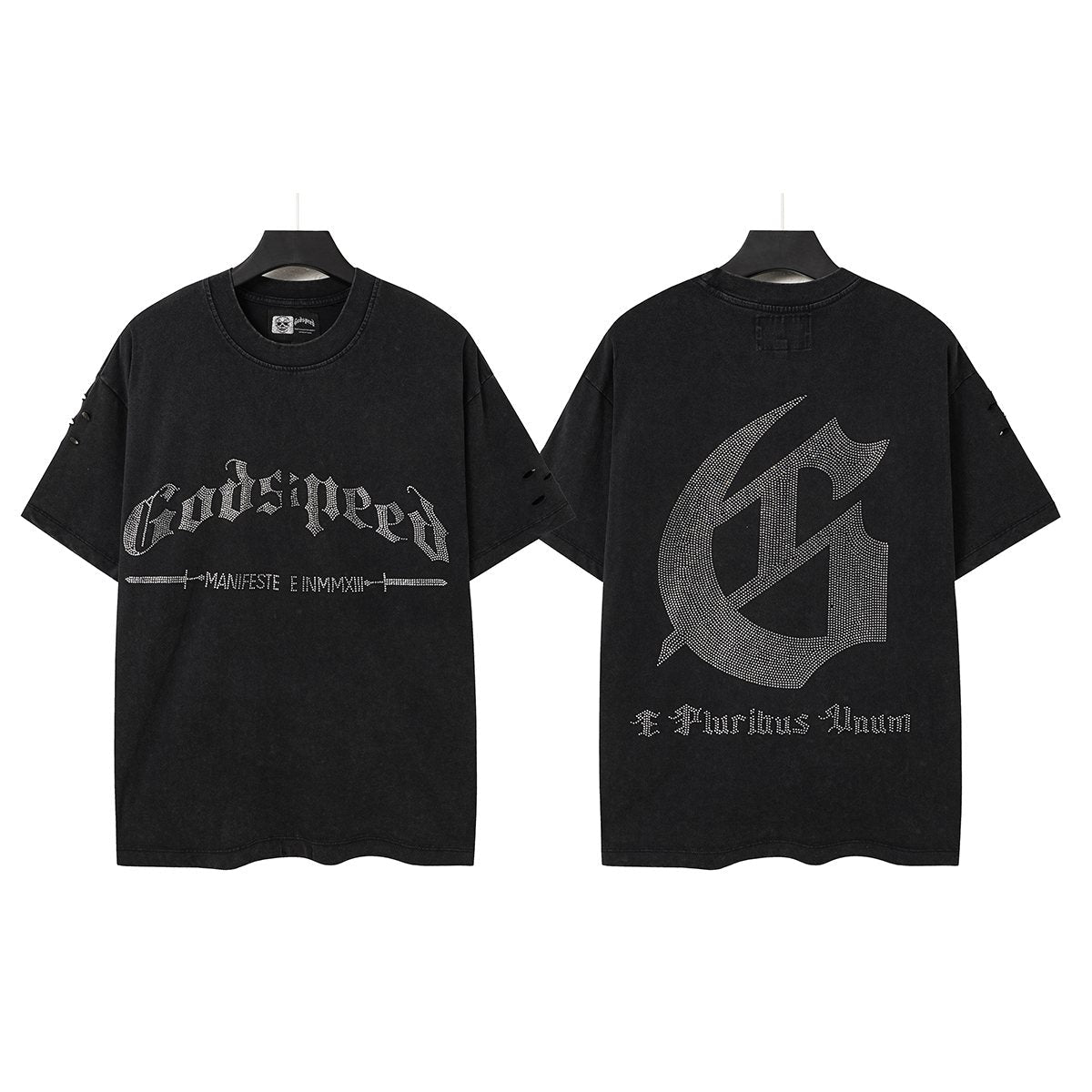Godspeed Washed Rhinestone Graphic T-Shirt