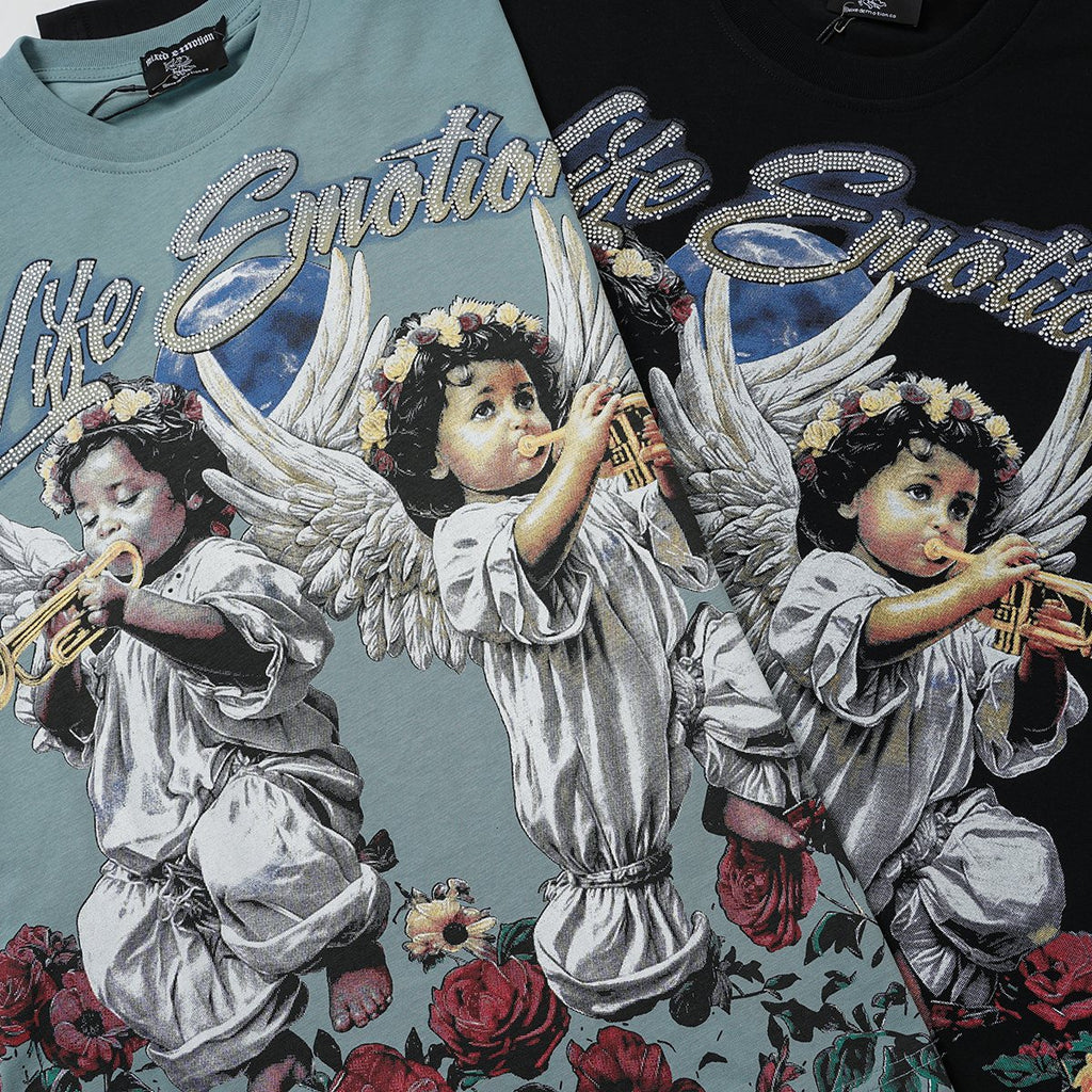 MIXED EMOTION Angel Rose Graphic Short-Sleeve T-Shirt