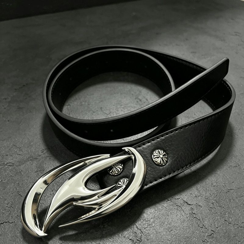 Flame Wing Metal Buckle Leather Belt Avant-Garde Genuine Cowhide Waist
