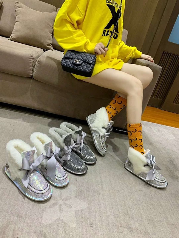 Daisy Crystal Ribbon Snow Boot — Iridescent | New Arrival | In Stock