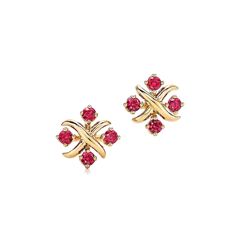 Tiffany Style Crossover Cubic Zirconia 18K Gold-Plated Earrings